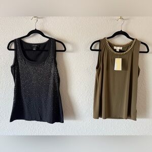 Women’s Medium Tank Top Bundle Michael Kors Olive Green WHBM Black Bling EUC